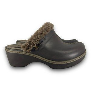Crocs Cobbler Eva Lined Clogs 11552 Slip On Comfort Shoes Faux Fur Brown Women 8